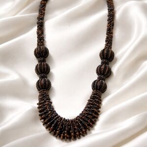 Vintage Jardin Glass Seed Bead Necklace 28"